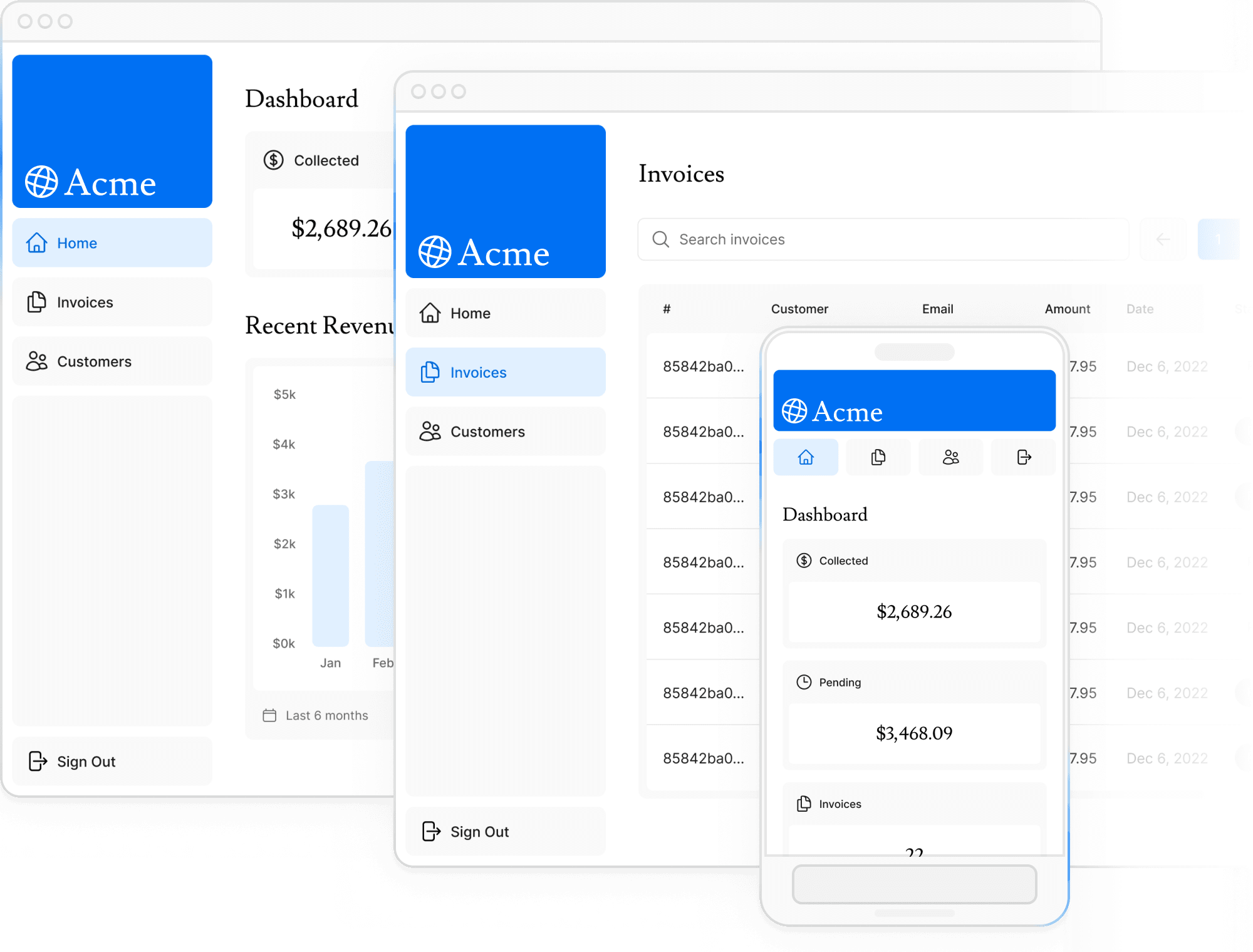 Dashbord screenshot desktop verions